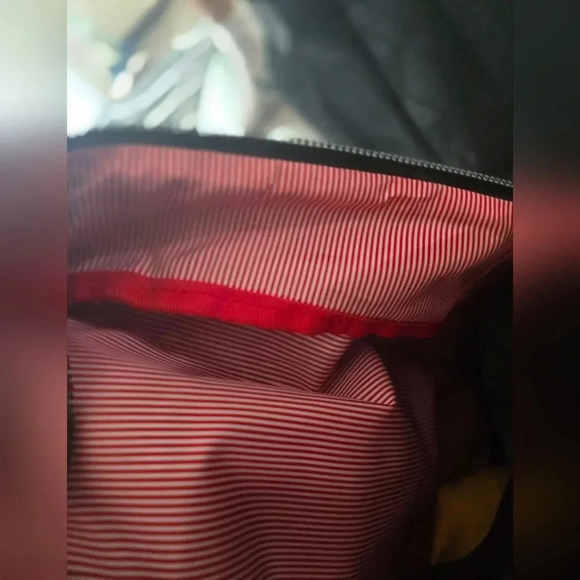 Black Herschel Backpack with Red and White Striped Interior - Picture 5 of 5